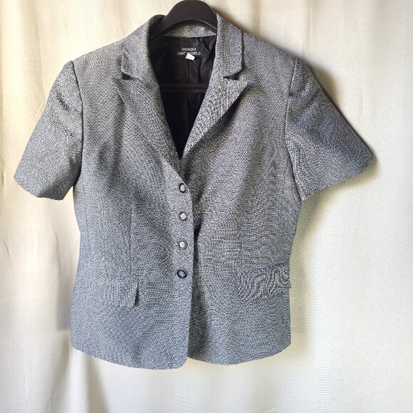 Giorgio Sant'Angelo Short Sleeve Black and White Blazer Size 12 - Picture 1 of 5